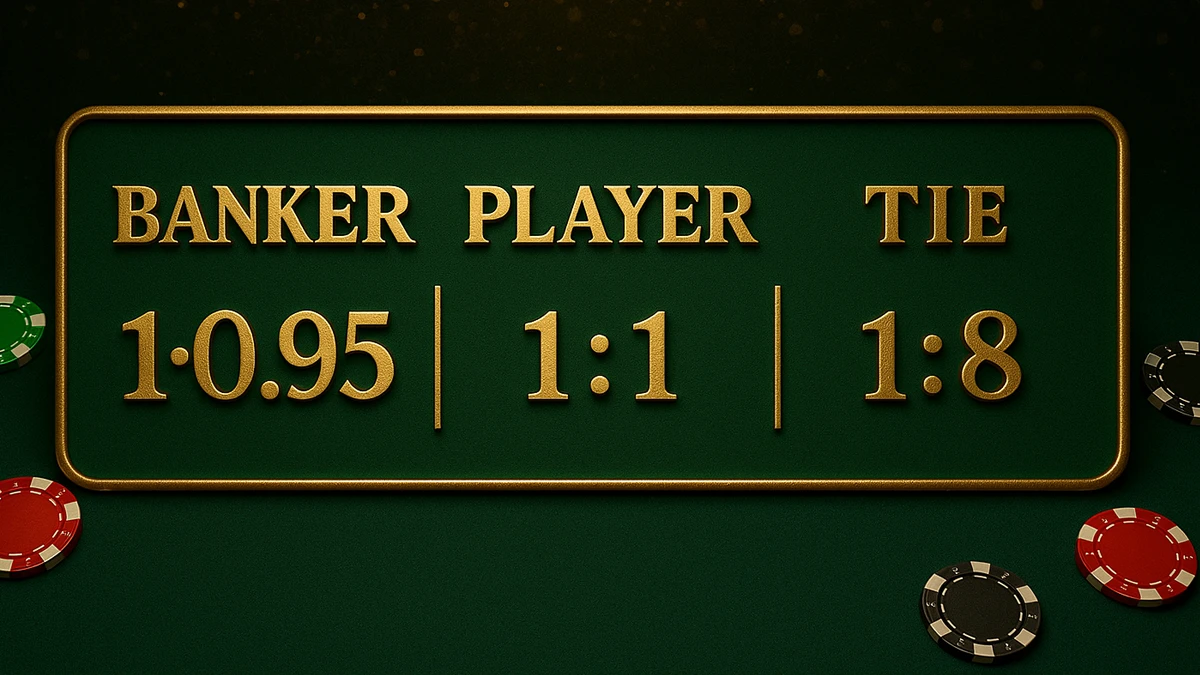 百家樂莊家閒家和局賠率對照圖