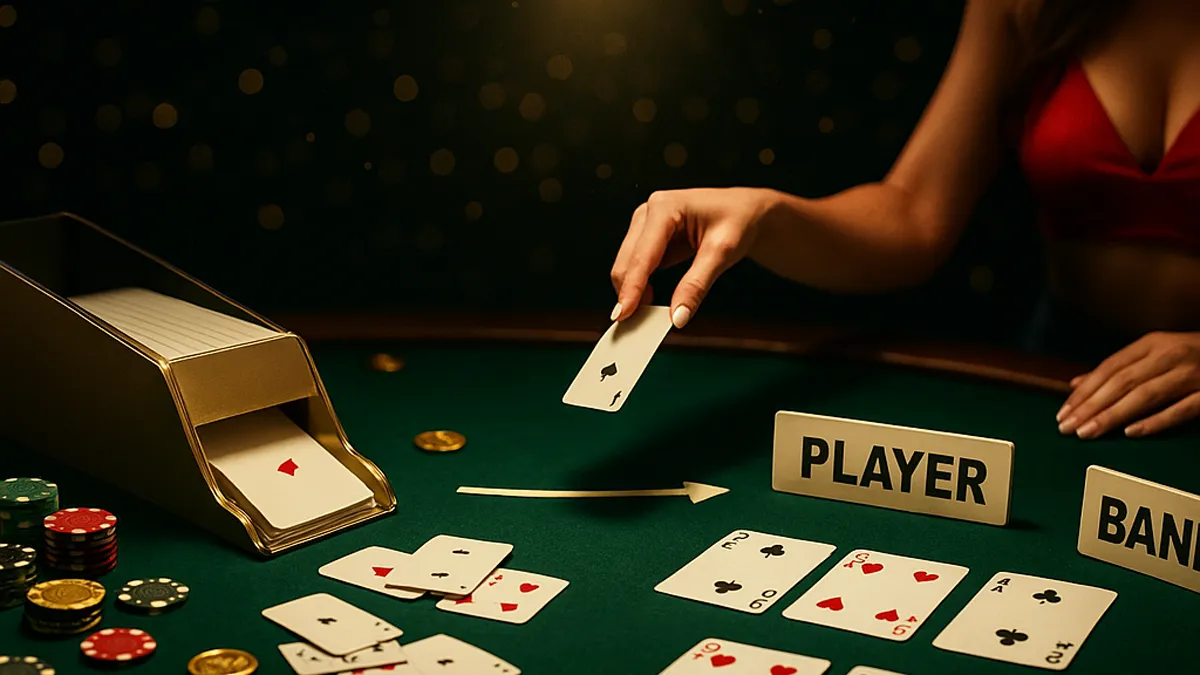 百家樂基本玩法流程圖：發牌、比點與補牌規則要點