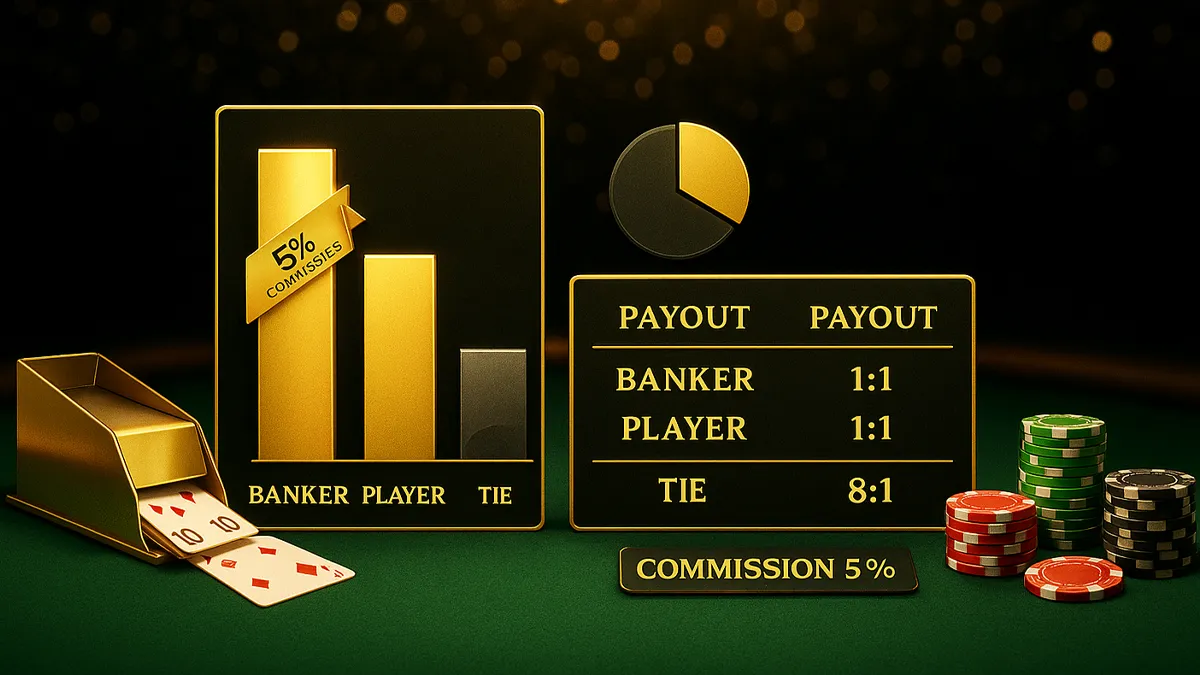 莊、閒、和的勝率與賠率對照圖（風險與抽水展示）