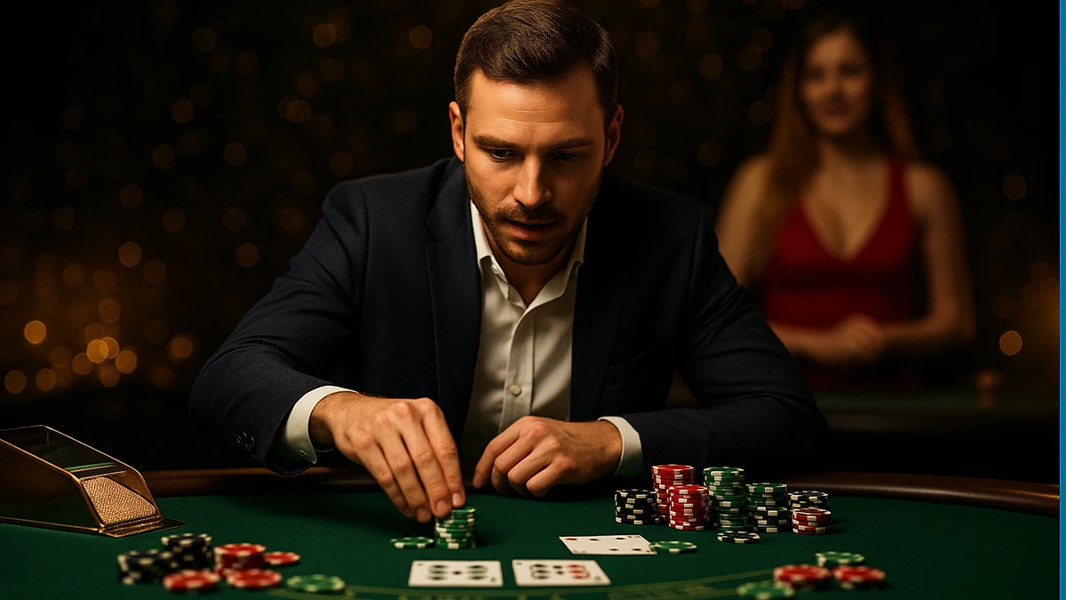 玩家專注下注與籌碼管理的場景