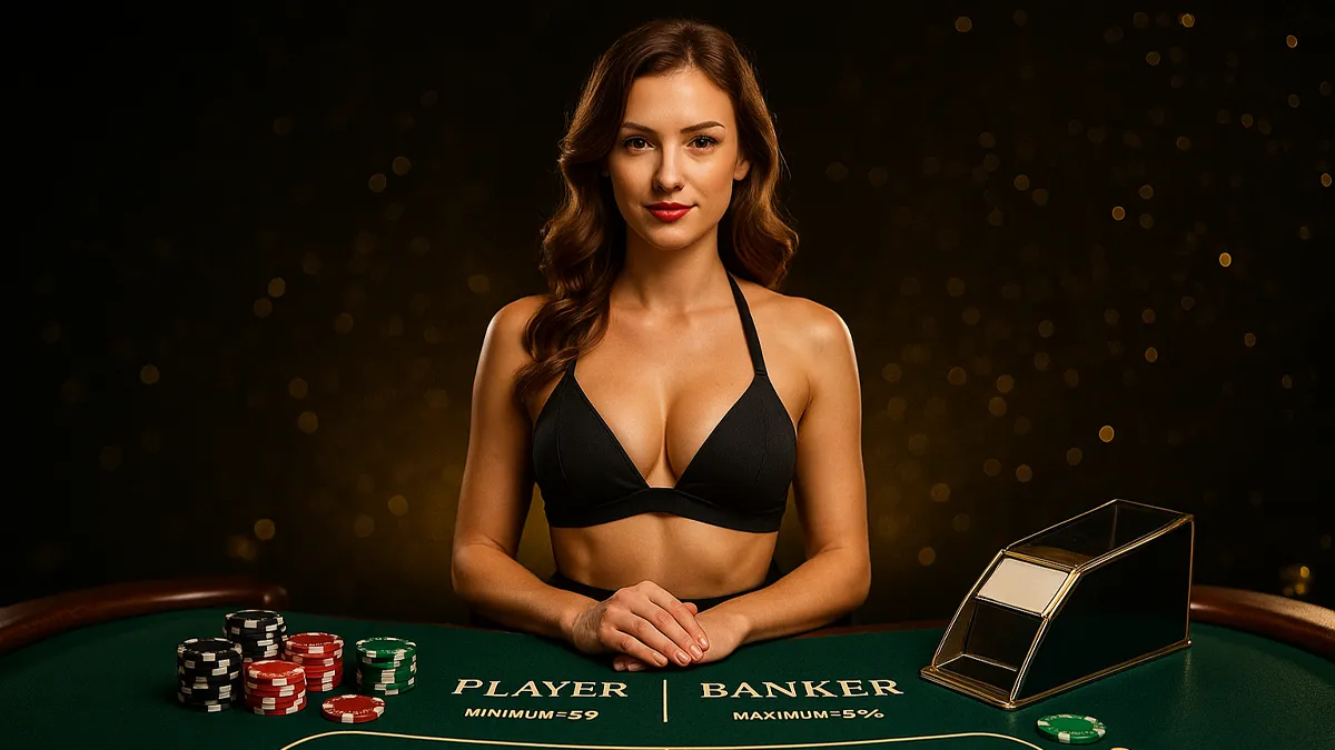 真人百家樂實景：荷官發牌、牌靴與桌限提示