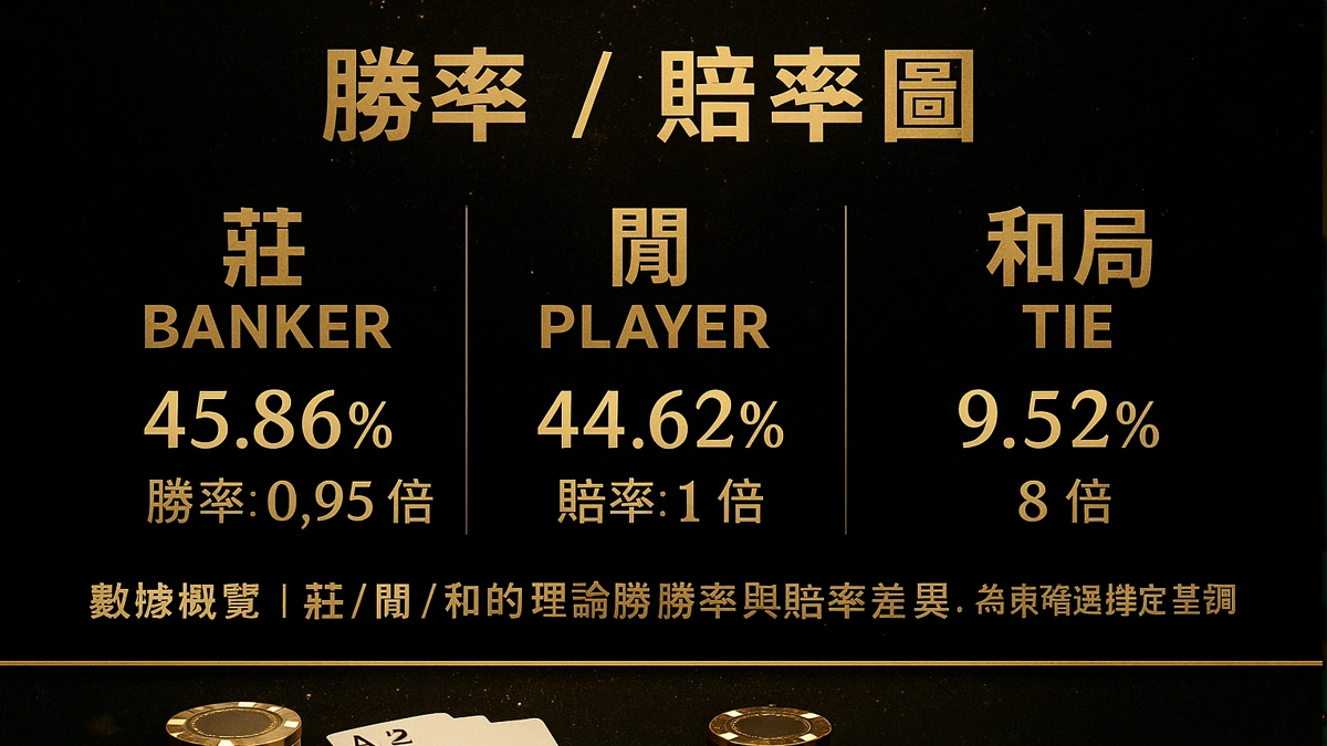 莊、閒、和局的理論勝率與賠率對照圖