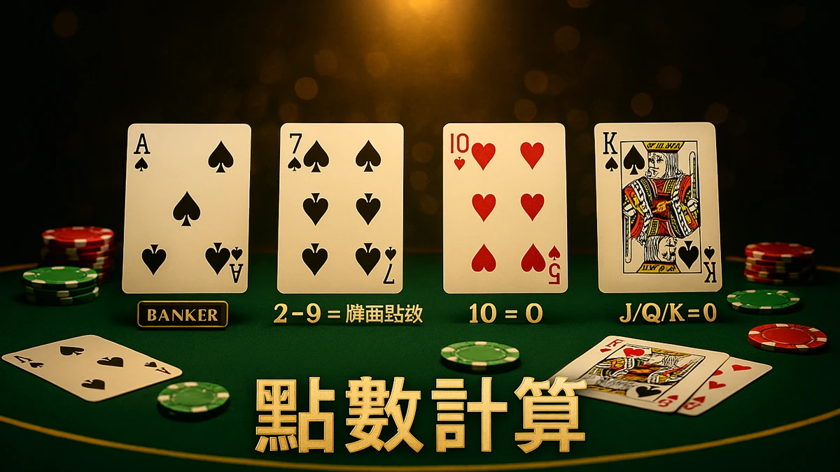 百家樂點數計算示意圖