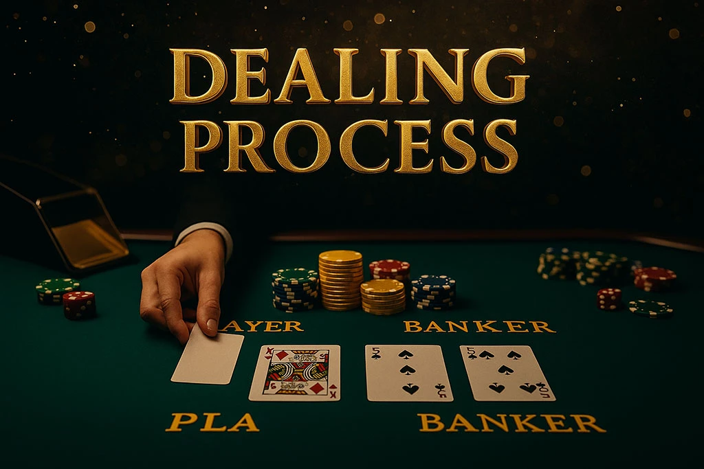 百家樂發牌流程：荷官依序發出莊閒兩方的牌