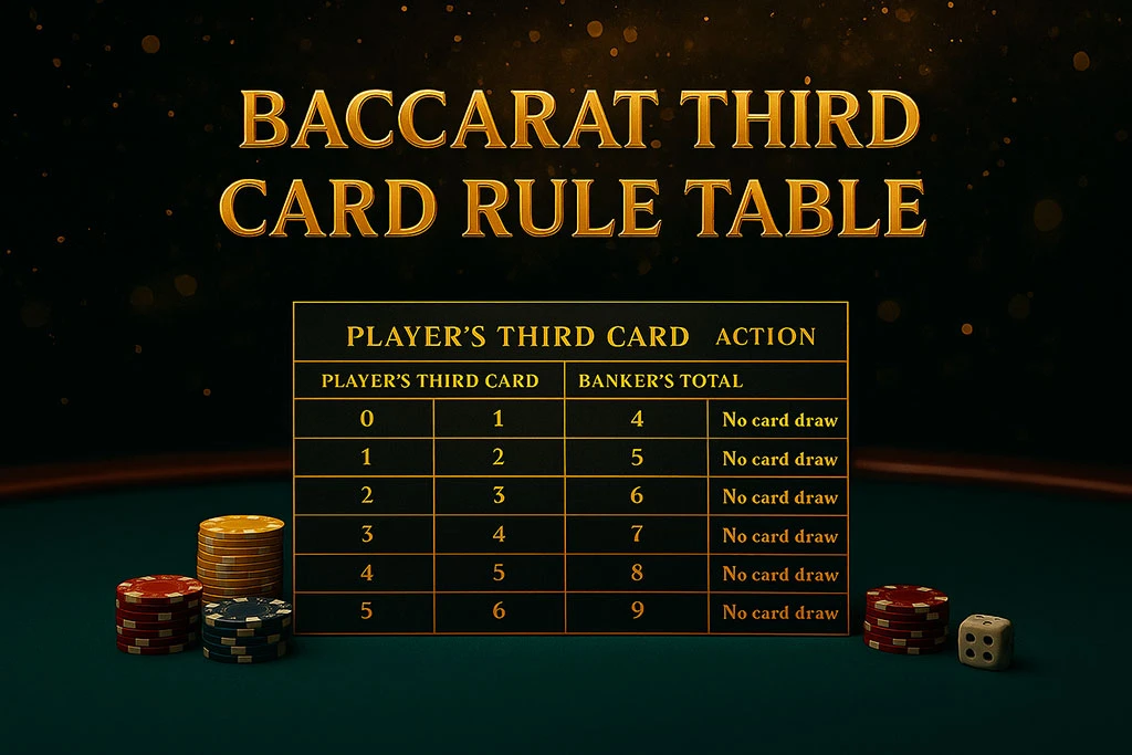百家樂第三張牌補牌規則表