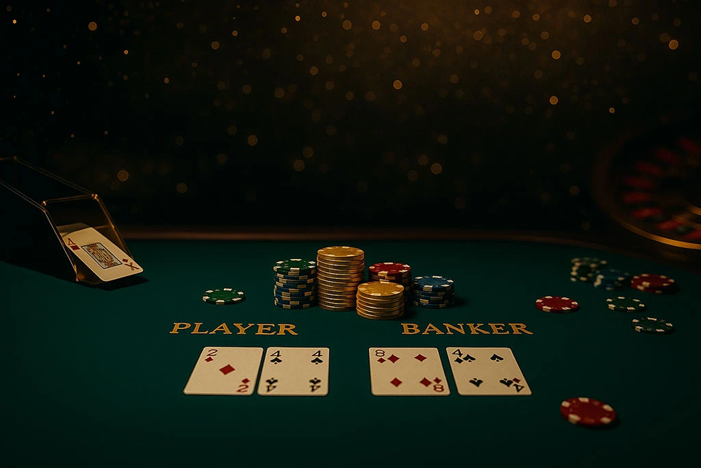 真人百家樂直播桌台與荷官示意