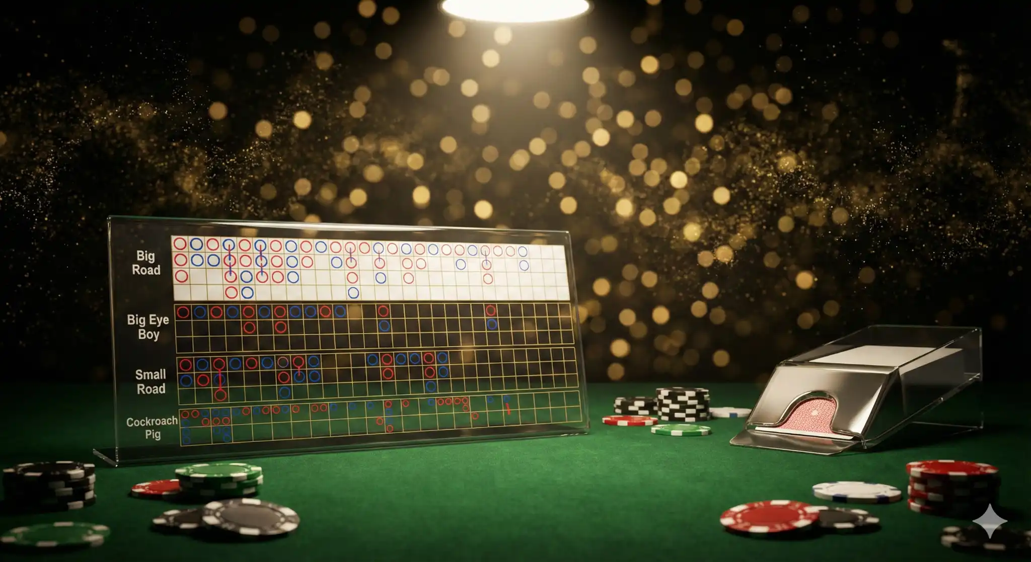 百家樂路單範例：大路、大眼仔、小路與蟑螂路