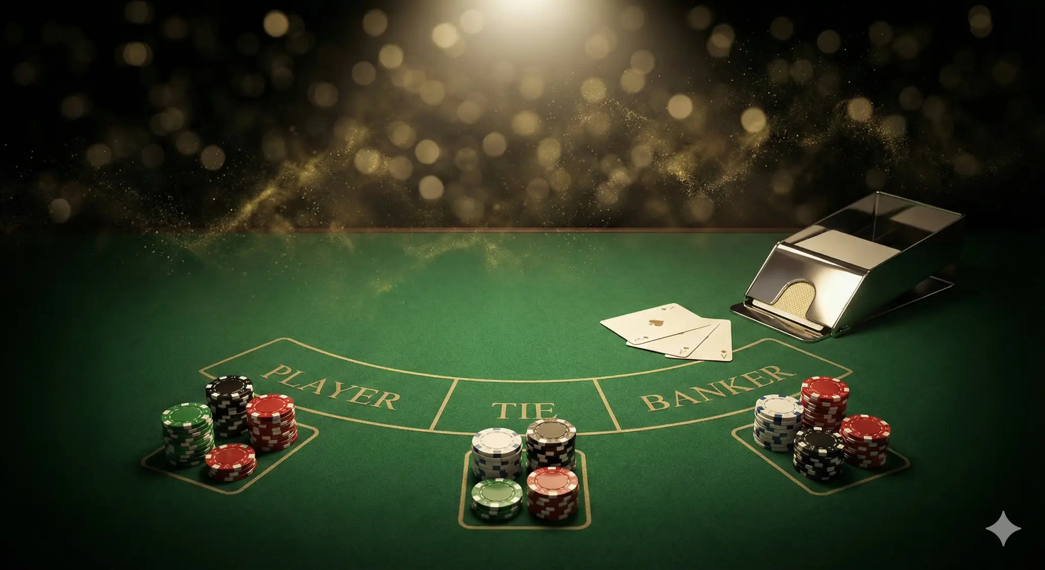 百家樂桌面結構與莊閒下注區示意