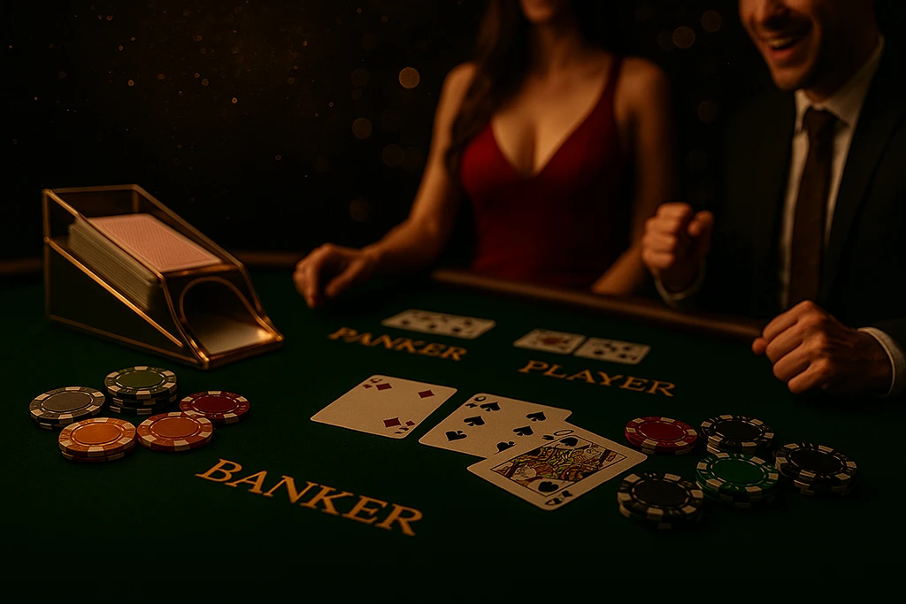 網上百家樂桌面與荷官示意圖