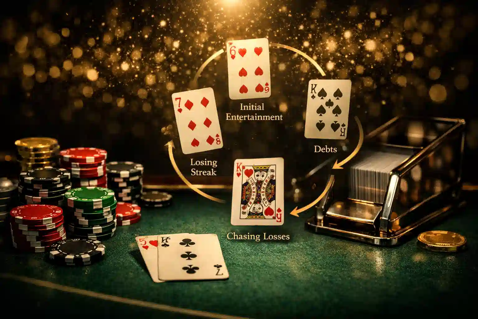 百家樂玩家行為演變與沉迷循環示意圖
