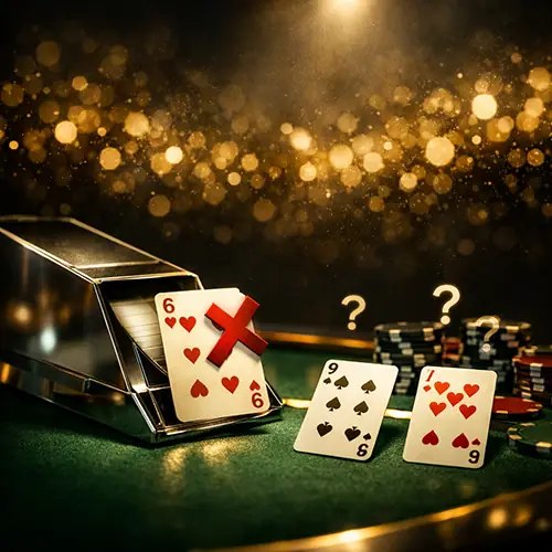 百家樂第三張牌常見錯誤與流程誤解示意圖
