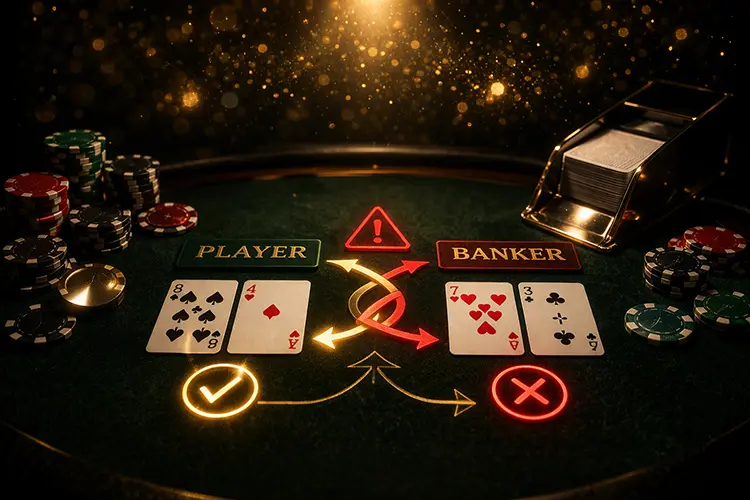 百家樂補牌流程錯誤示意圖
