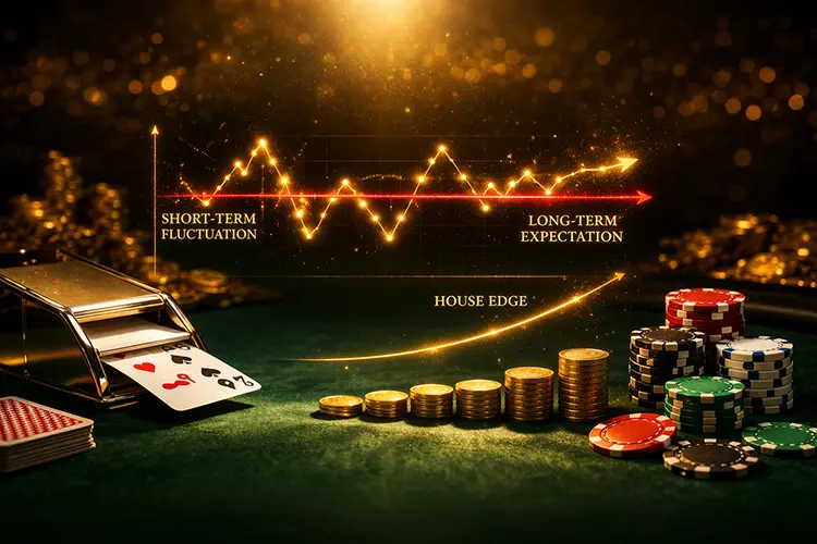 百家樂長期期望值與波動示意圖
