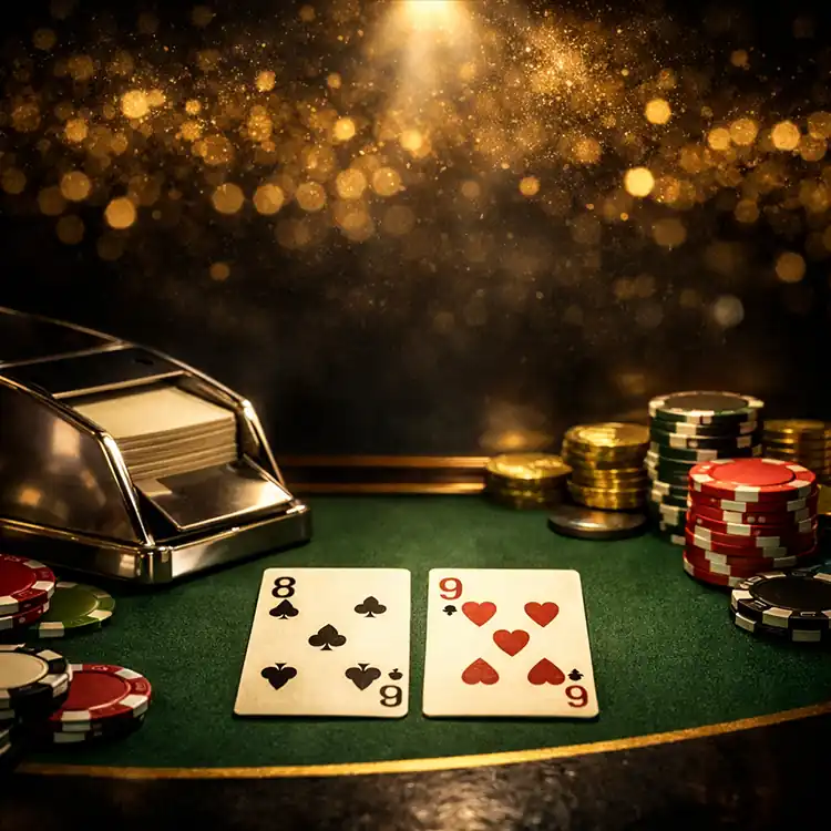 百家樂自然牌優先判斷流程示意圖
