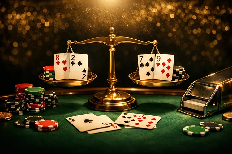 百家樂補牌影響勝率分布示意圖
